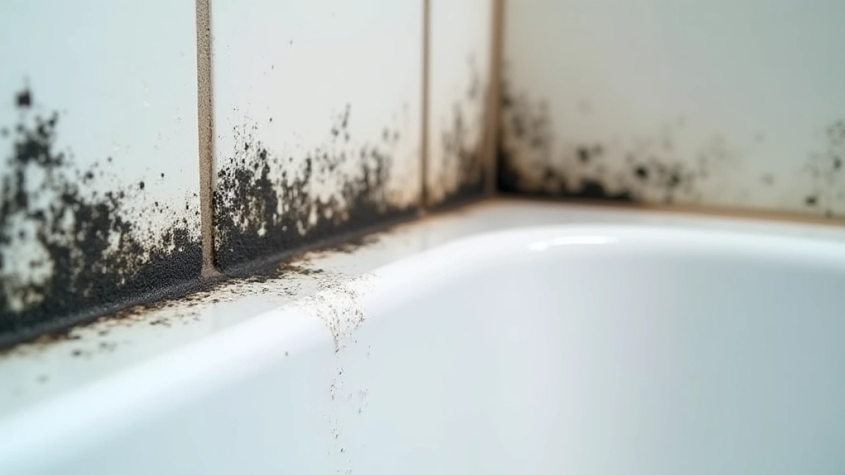 Grzyb na silikonie w kabinie prysznicowej