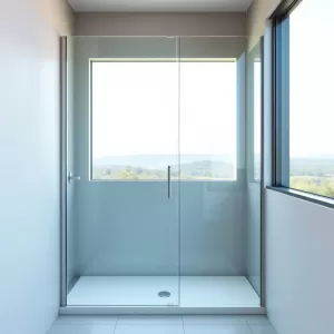 Kabina prysznicowa na ścianie z oknem