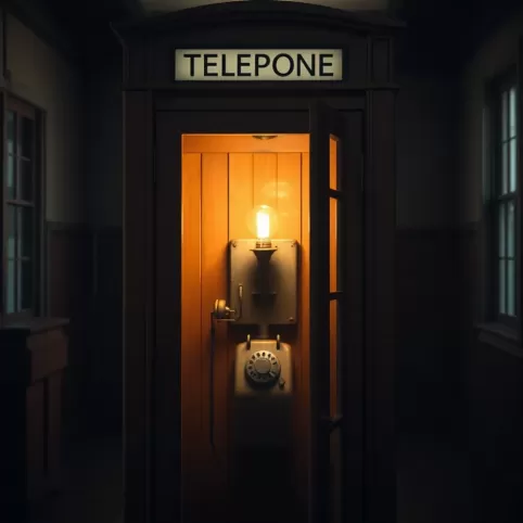 Kabina z aparatem telefonicznym na dawnej poczcie