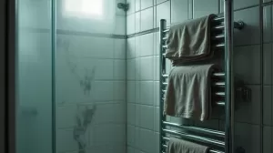 kaloryfer w kabinie prysznicowej