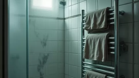 kaloryfer w kabinie prysznicowej