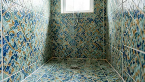 mozaika w kabinie prysznicowej